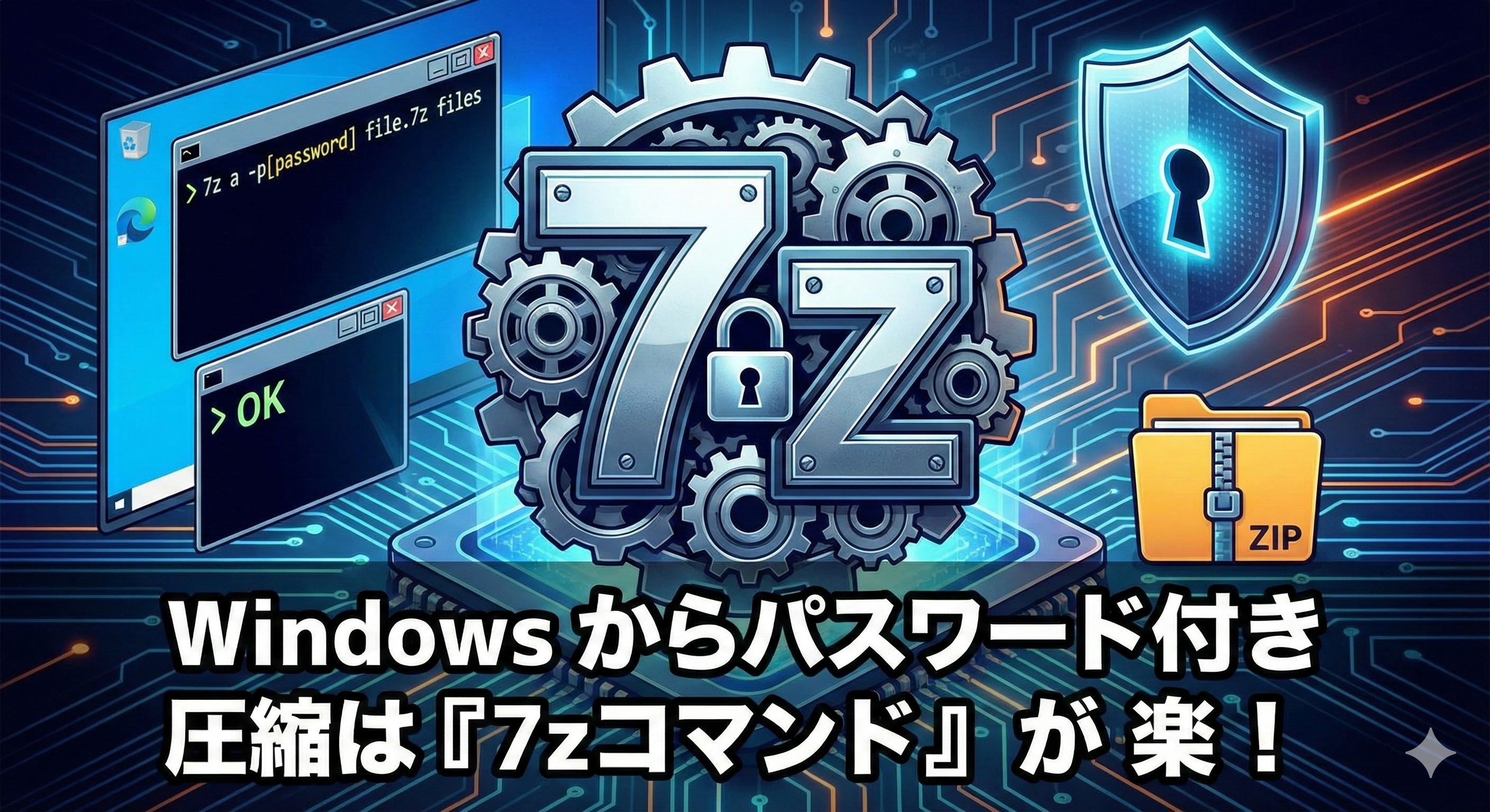 パスワード付き圧縮ファイル作成